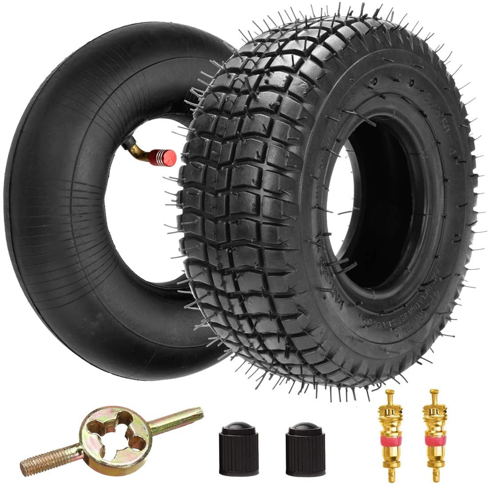 FVRITO 9x3.50-4 tire side view on compact vehicle for riding gear and scooters
