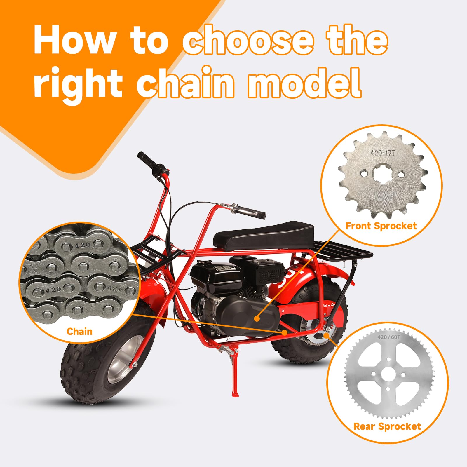 FVRITO dual-chain kit with two chains for quick mini bike swaps.