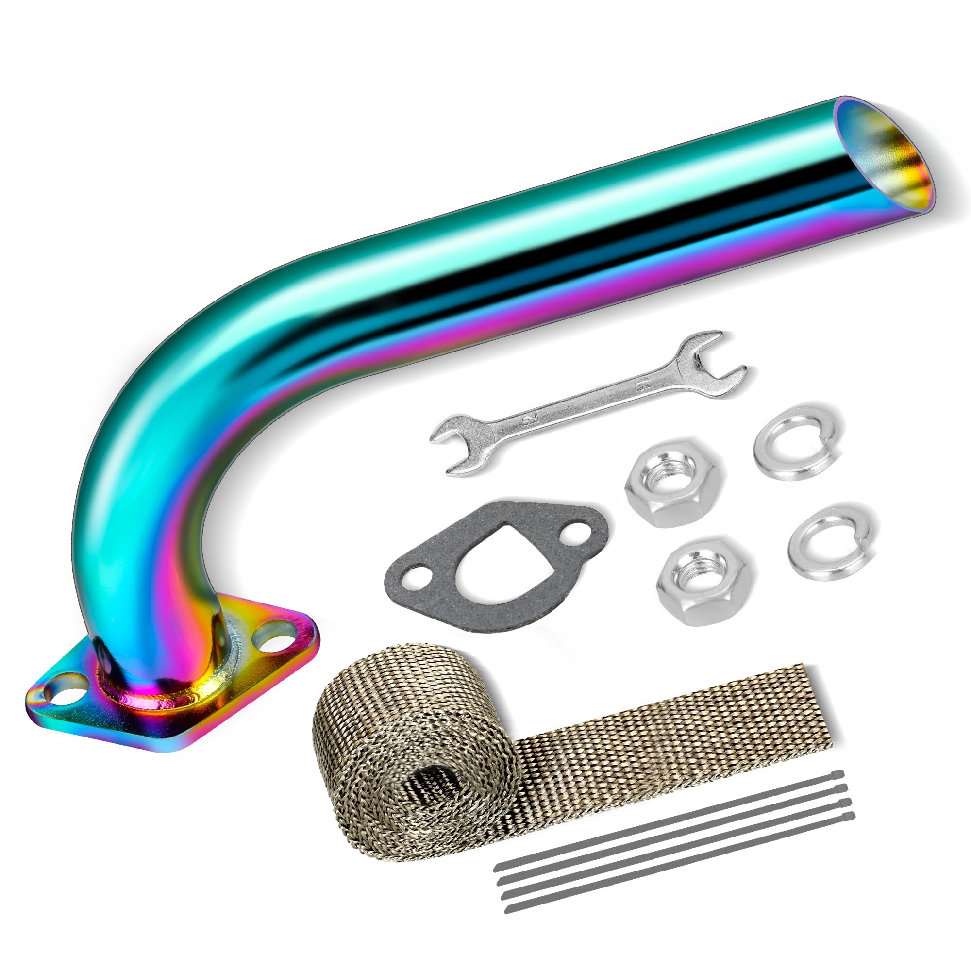 FVRITO exhaust pipe kit installed on a Predator-powered mini bike showing improved exhaust flow