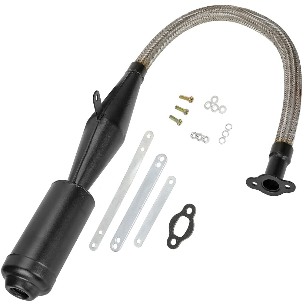 FVRITO muffler exhaust pipe flexible-ss for 2-stroke engines improves quiet operation