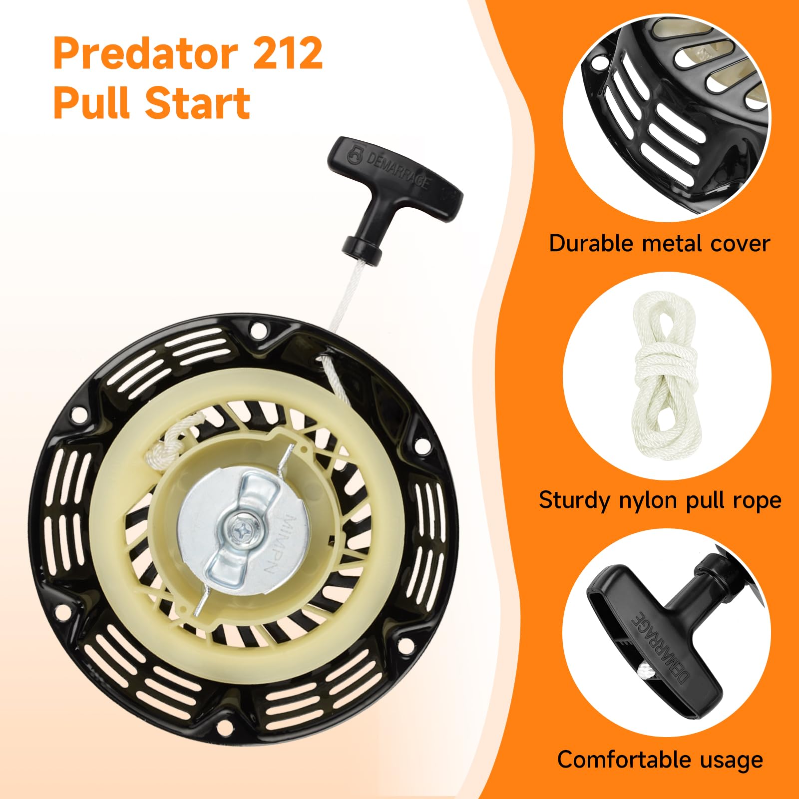 FVRITO recoil starter cover features rugged construction for heavy-use machines.