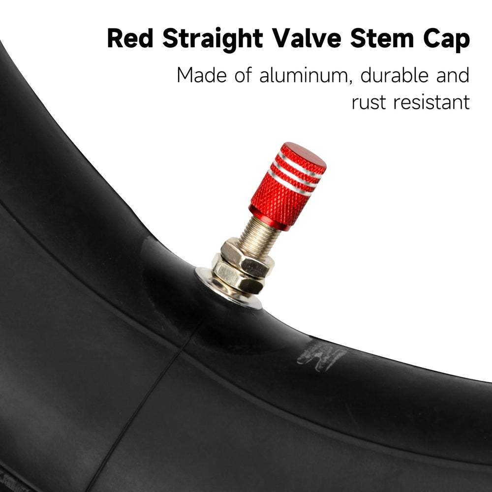 Red aluminum stem cap on FVRITO valve for durability and visibility.