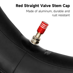 Red aluminum stem cap on FVRITO valve for durability and visibility.