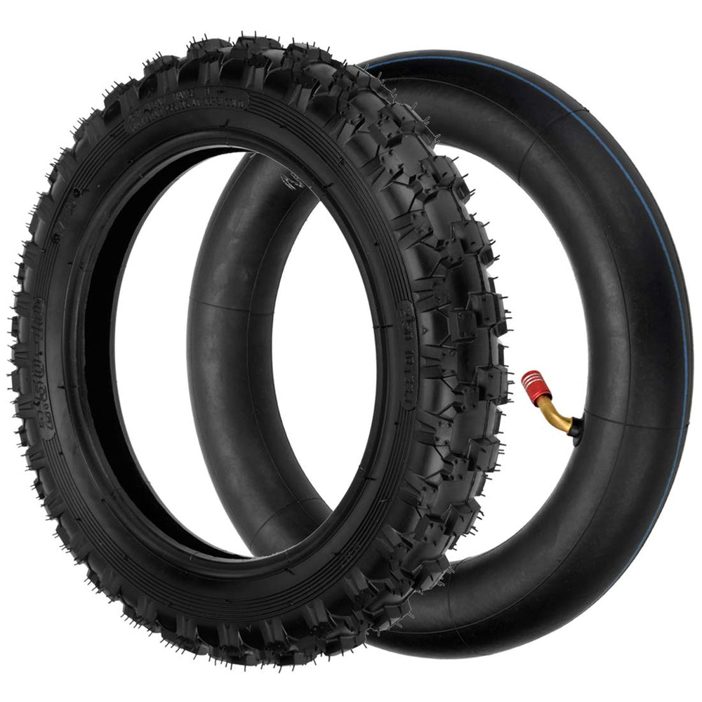 FVRITO dirt bike tire mounting demonstrating compatibility with small bikes.