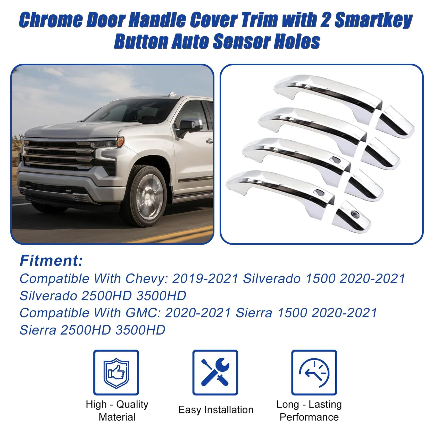 FZJDSD chrome door handle cover for front-right, enhances curb appeal