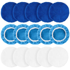 Fzxdfg 15-piece microfiber polishing pad kit for car waxing and home surfaces.