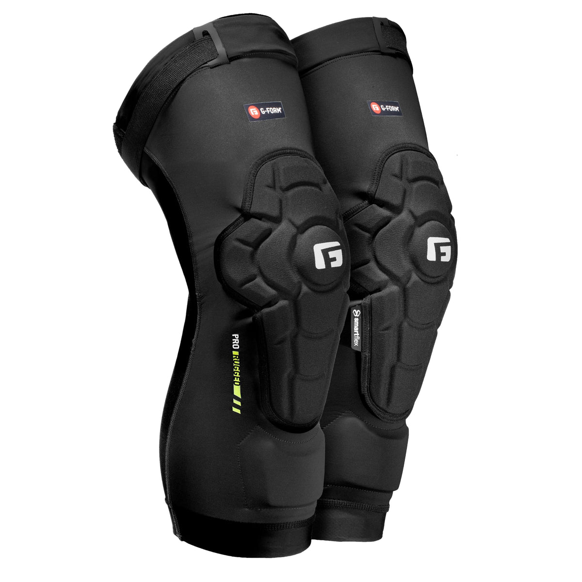 G-Form Pro-Rugged 2 MTB knee guards in action on a rugged trail for protection and mobility