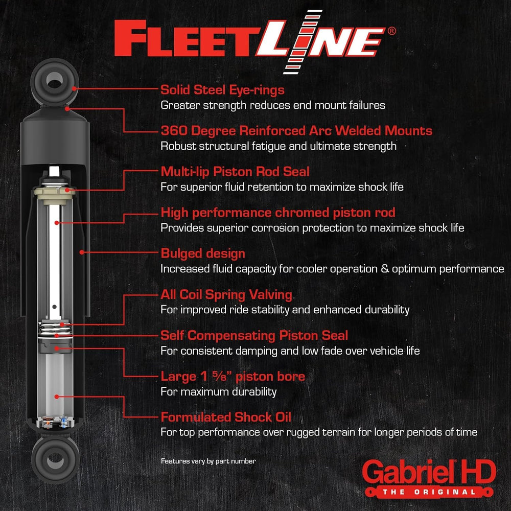 Gabriel Fleetline 85000 chrome piston rod emphasizes corrosion resistance and smooth operation.