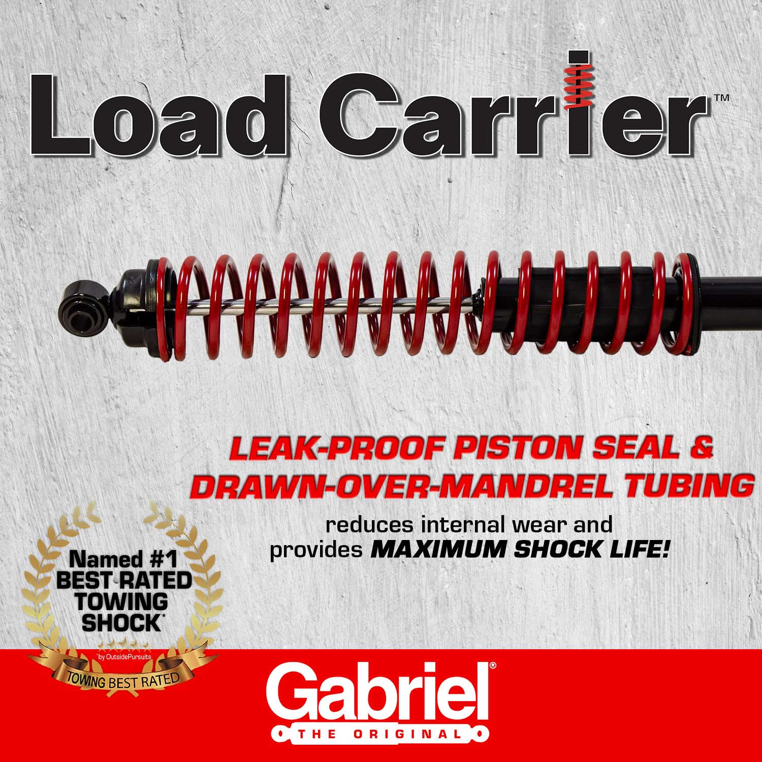 Gabriel logo close-up on shock components for durable performance.