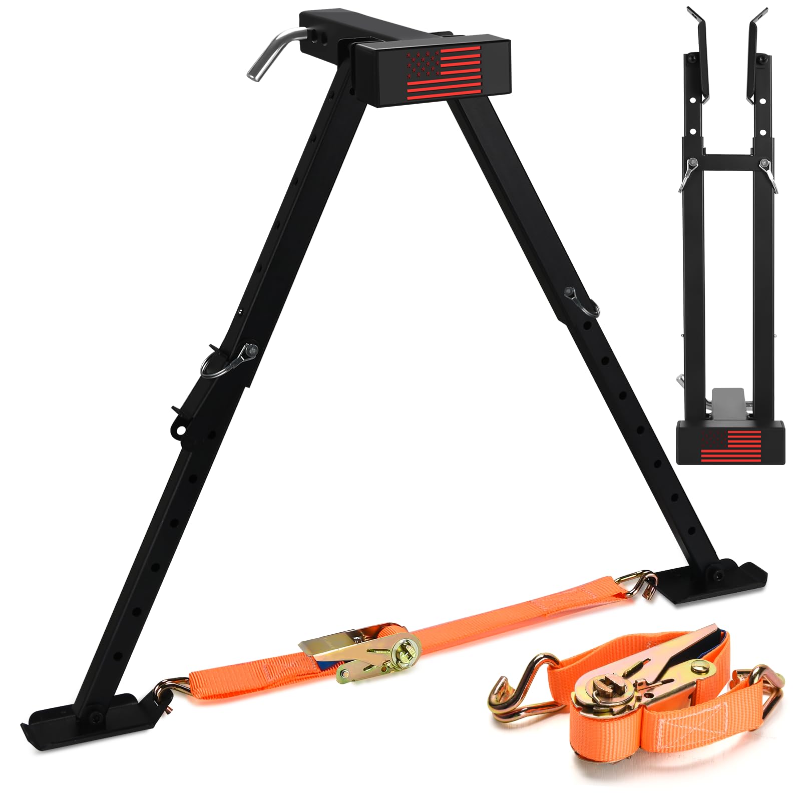 GADFISH adjustable RV stabilizer shows 11-32 inch height range for uneven ground.
