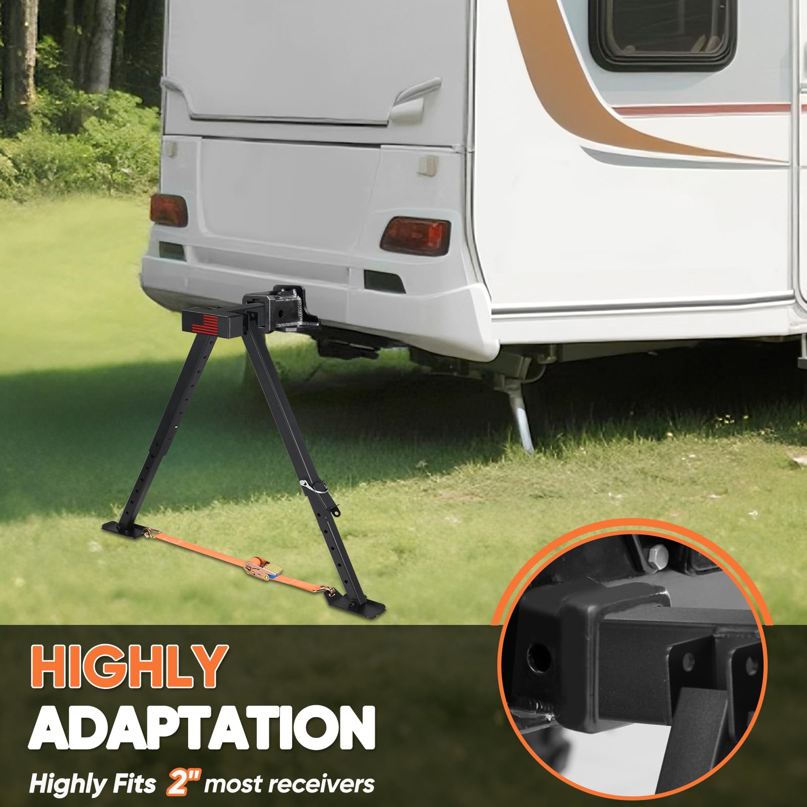 GADFISH foldable rv stabilizer enables compact storage after travel.