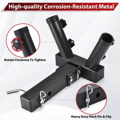GADFISH hitch flagpole mount with two mounting options for flexible pole placement.
