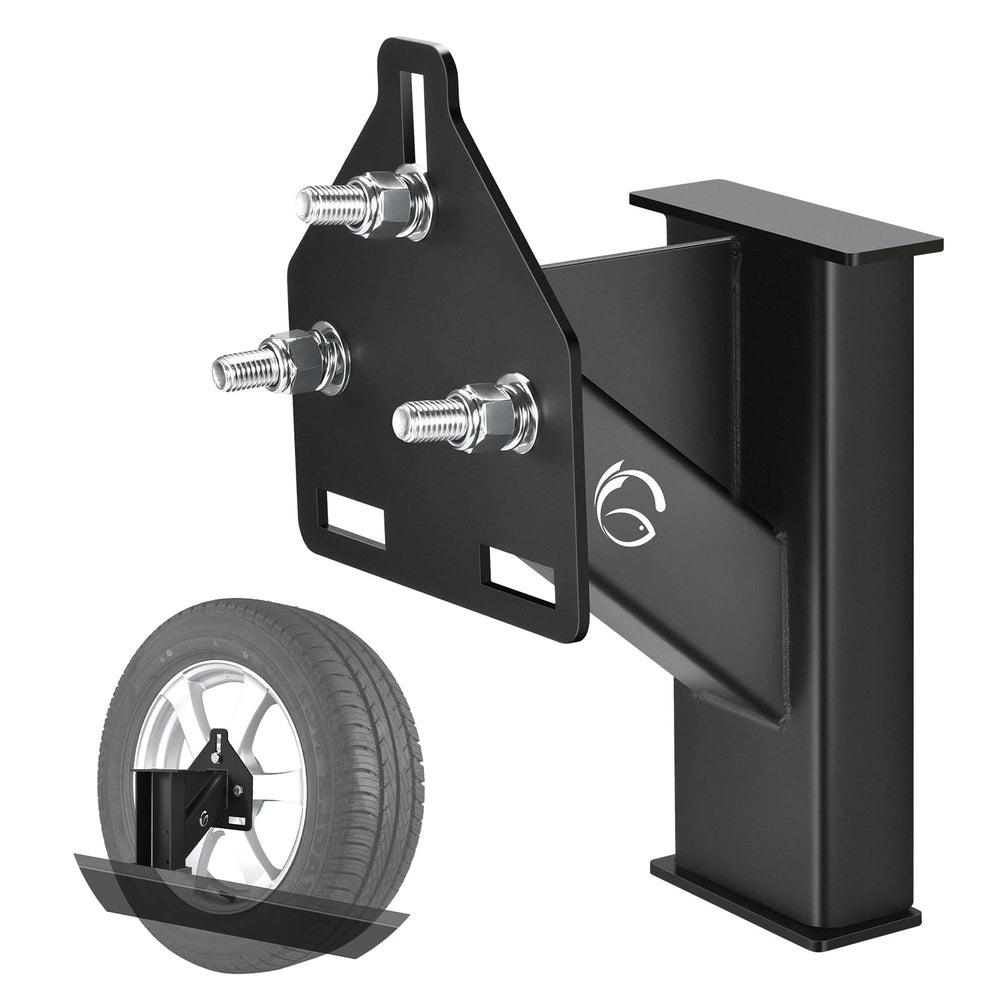 GADFISH stake-pocket spare tire mount with triangle structure for stable attachment.