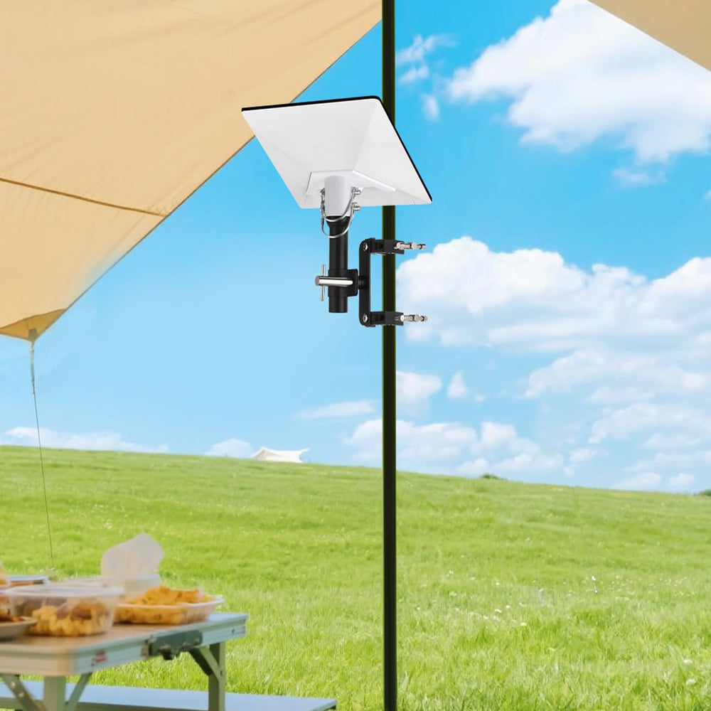 GADFISH Starlink Mini RV Mount versatile with multiple pole types in outdoor conditions.