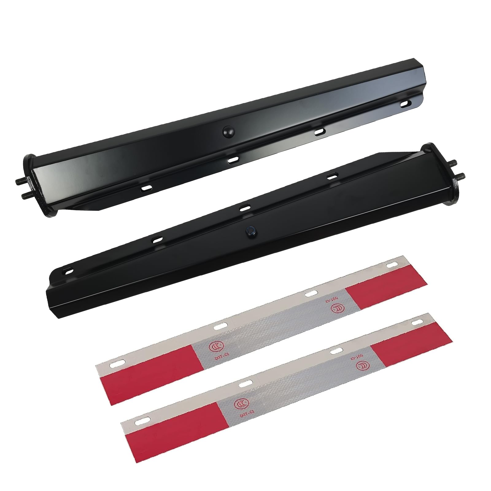 GAEAUTO black straight mud flap hanger front view, durable steel construction for heavy-duty use