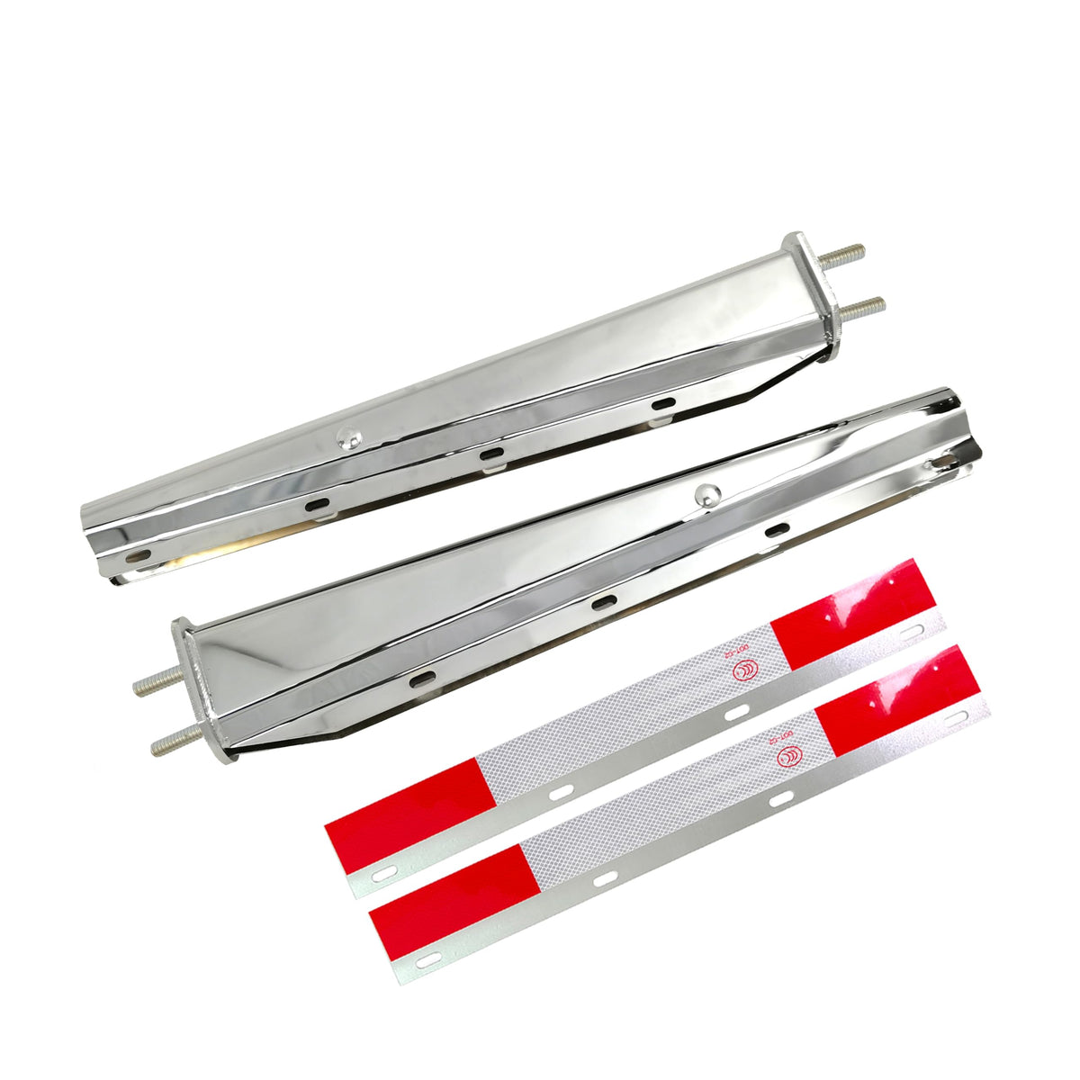 GaeaAuto mud flap hanger in stainless steel with 2.5-inch bolt spacing for secure mounting.