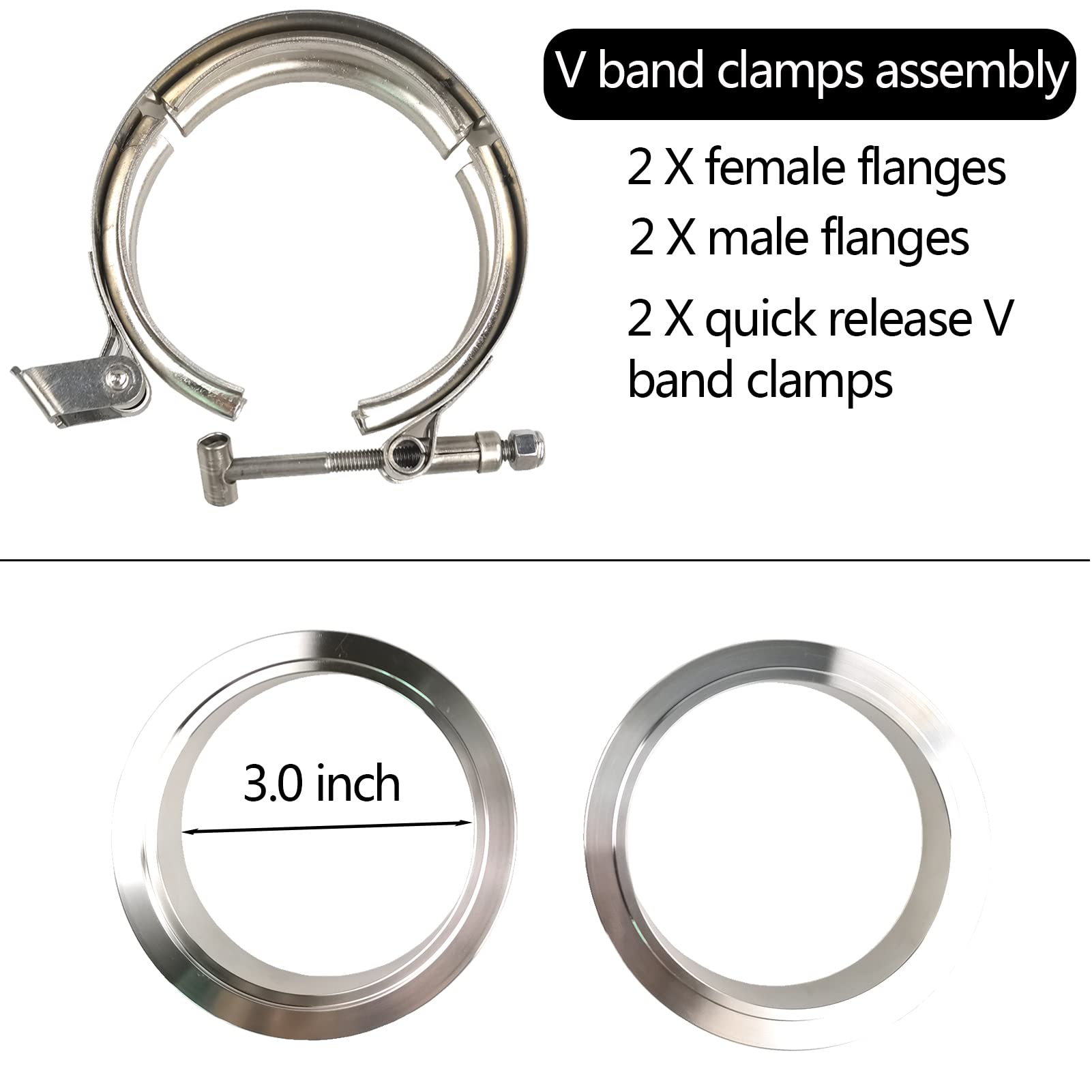GaeaAuto V-band clamp close-up shows durable, corrosion-resistant 304 stainless steel.