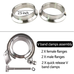 GaeaAuto male-female flanges on 2.5-inch assembly ready for turbo downpipe fit