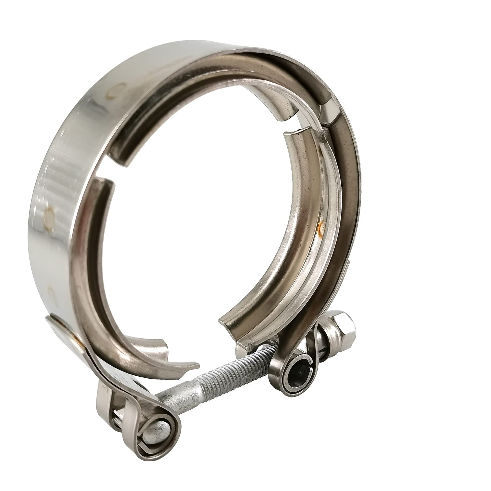 GAEAUTO turbo downpipe connection with V-band clamp ready for fitment.