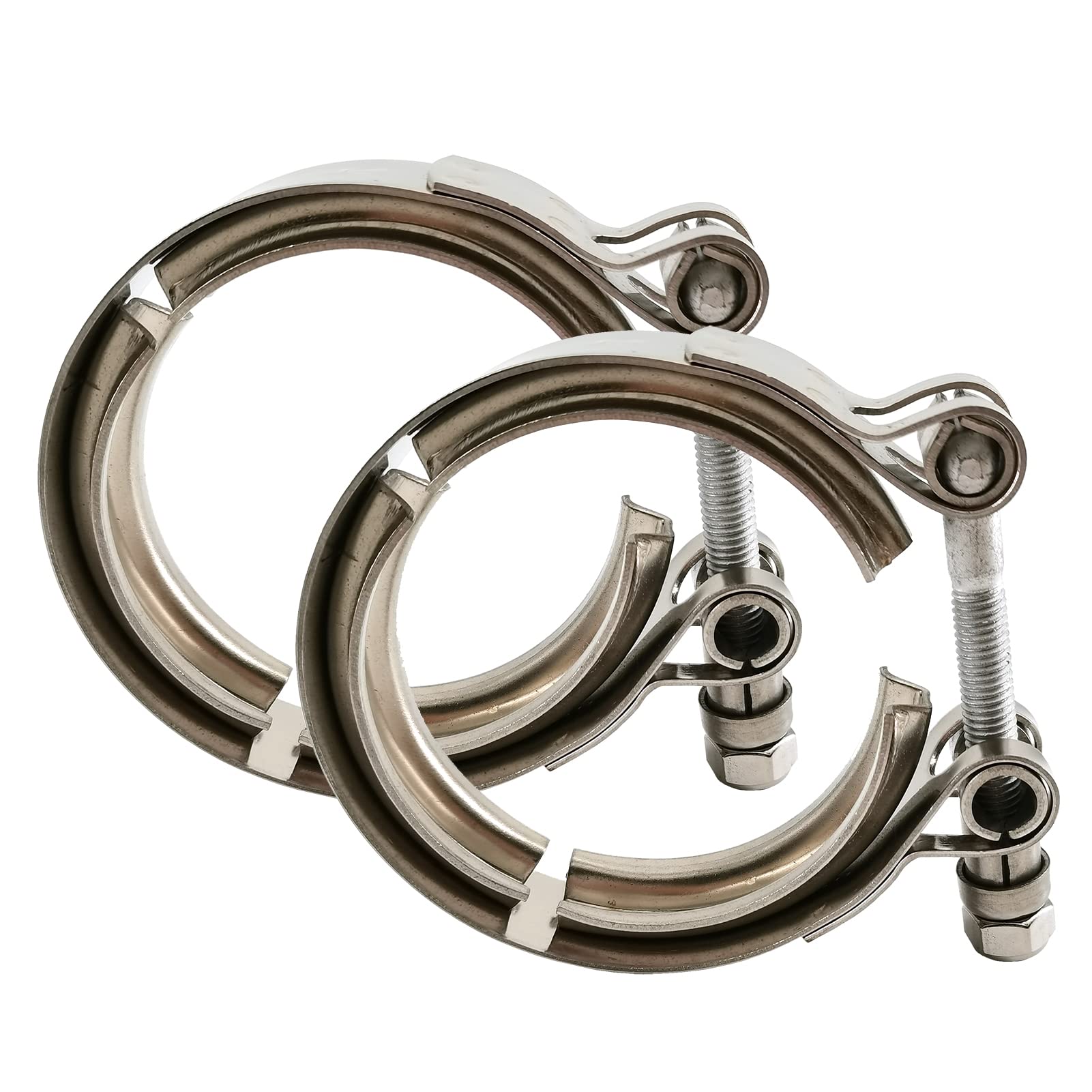 GAEAUTO V-band clamp in close-up, 304 stainless steel for secure turbo connections.