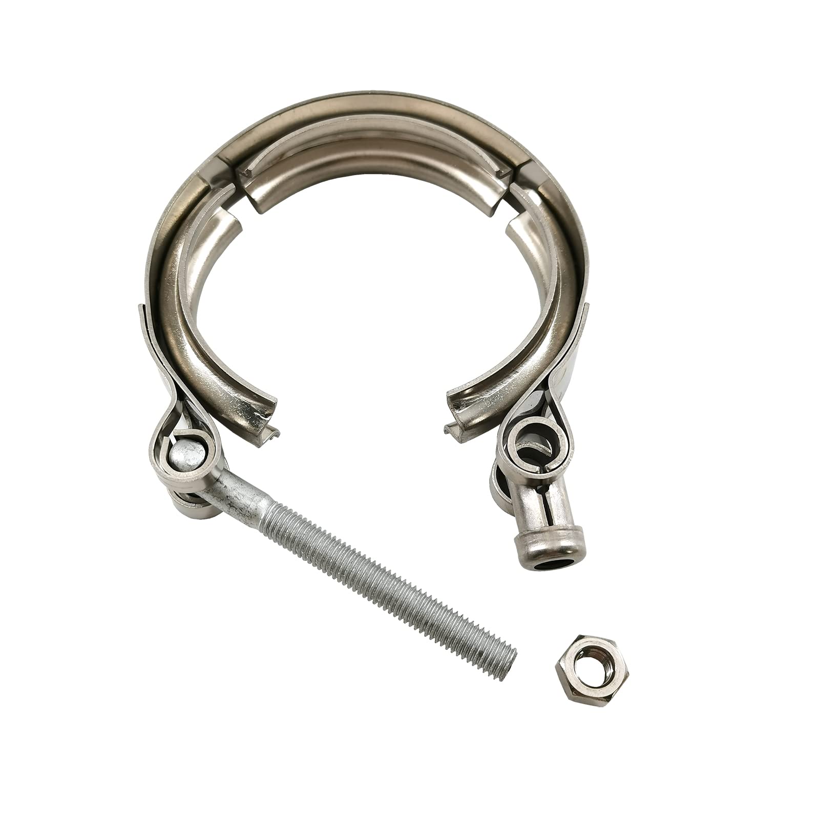 GAEAUTO V-band clamp T-bolt design close-up, showing robust clamping mechanism.