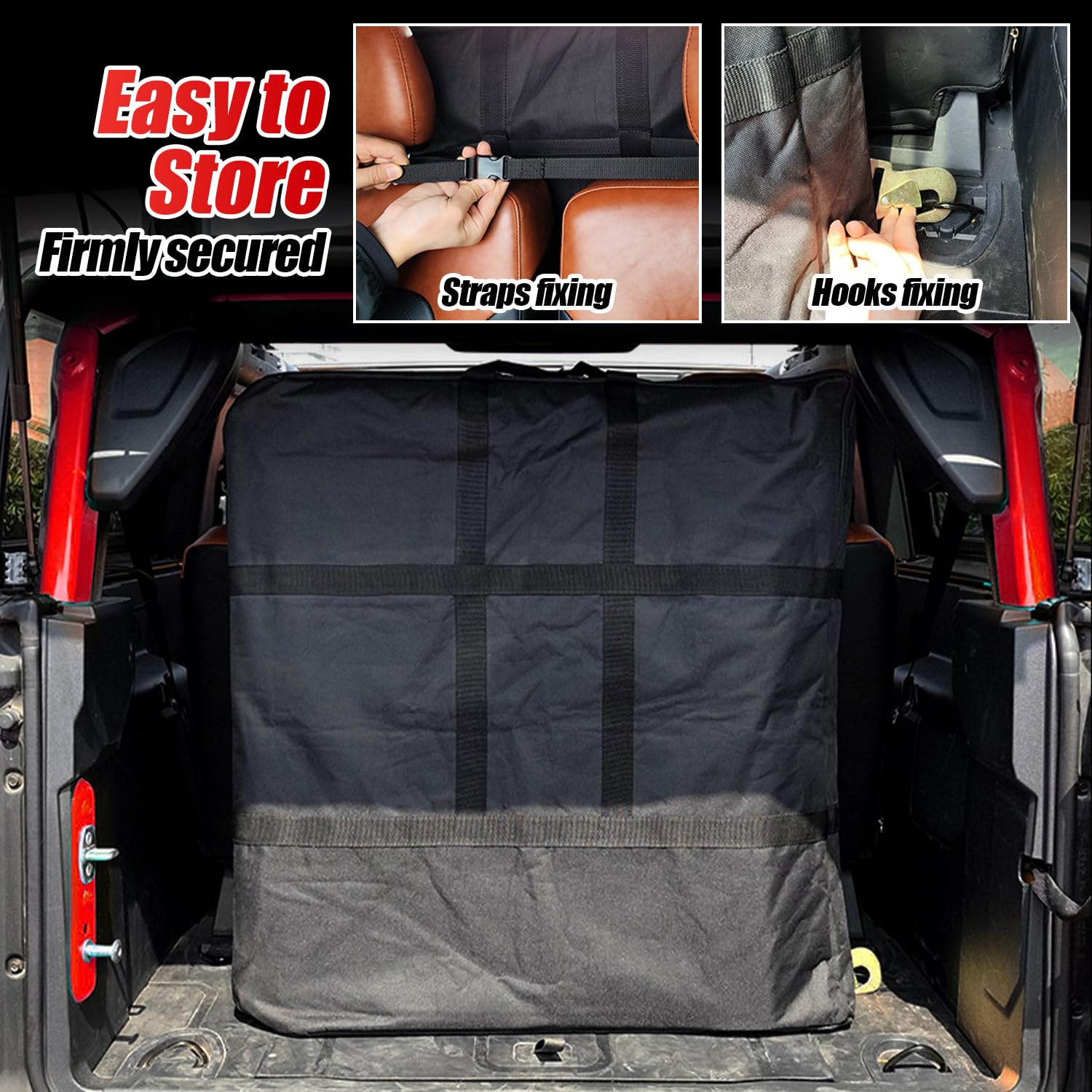 GafeSkui hardtop storage bag inside trunk keeps panels secure during trips.