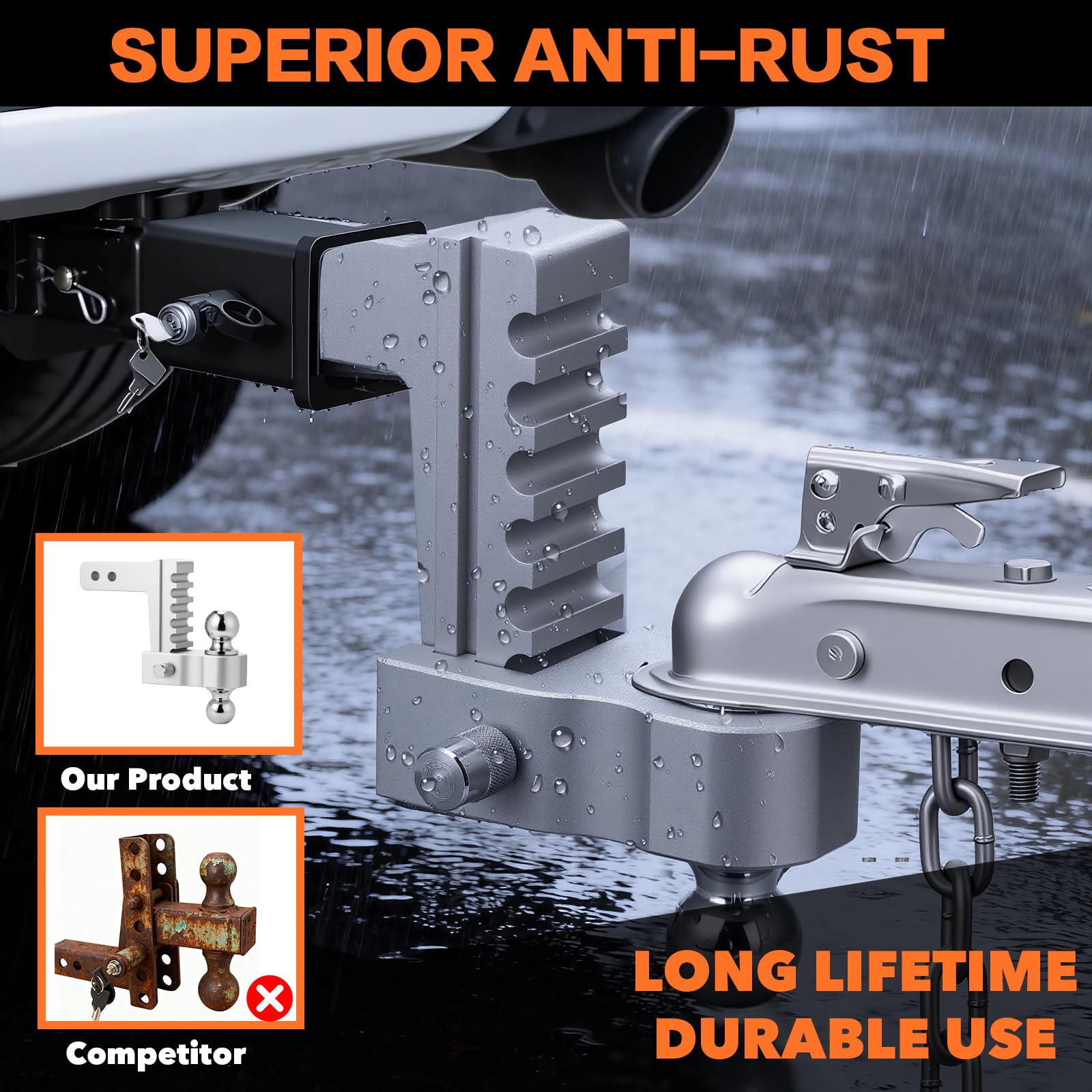 GAFONAXDRI lightweight aluminum reduces hitch weight without strength loss.