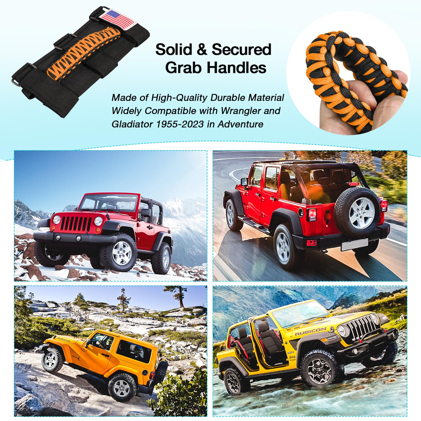 Includes four grab handles for Jeep CJ YJ TJ JL JK LJ