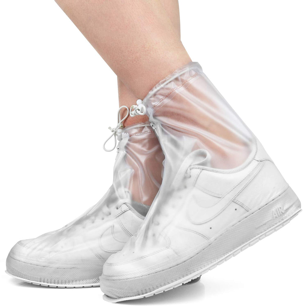Galashield Rain Shoe Covers worn on feet deliver waterproof protection in rain.