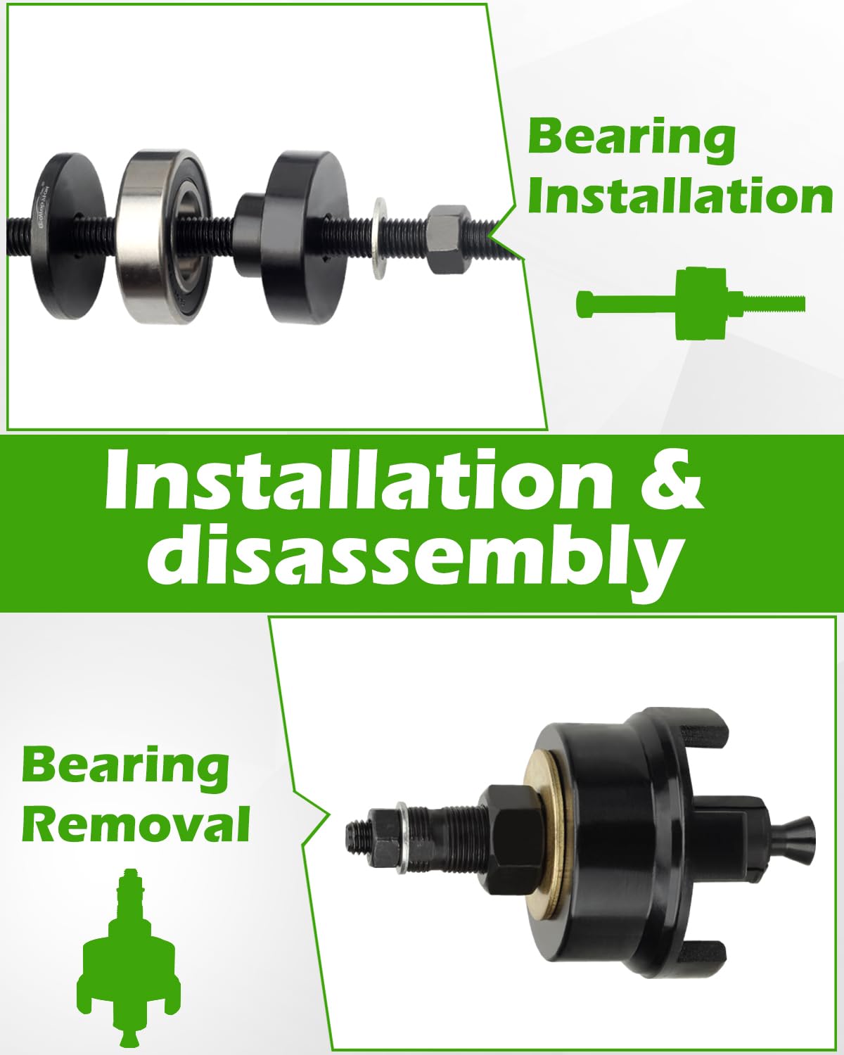 All-in-one kit includes pullers, bolts, pads, and dowels for repairs.