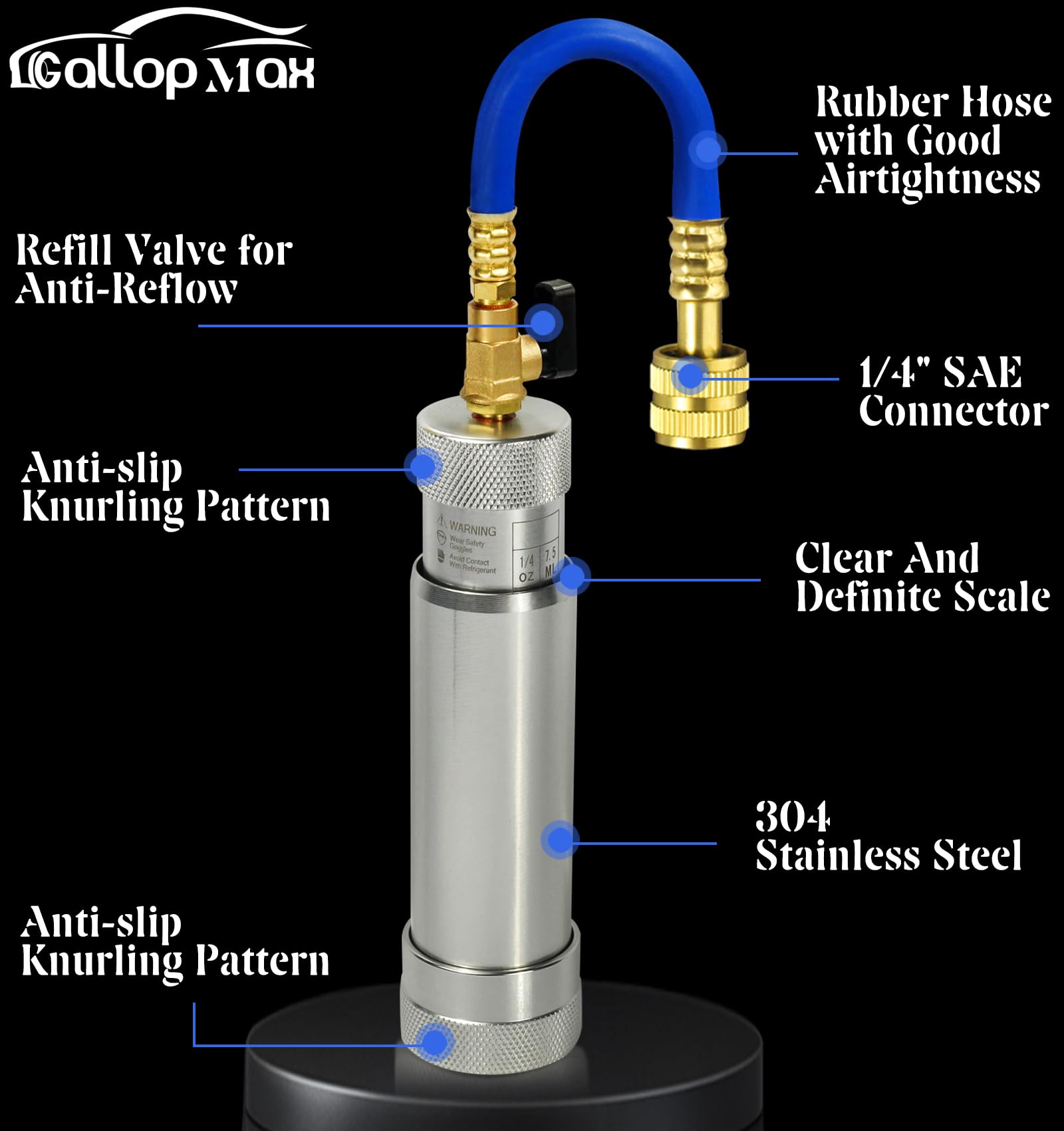 GallopMax injector handle and thread system for smooth oil delivery.