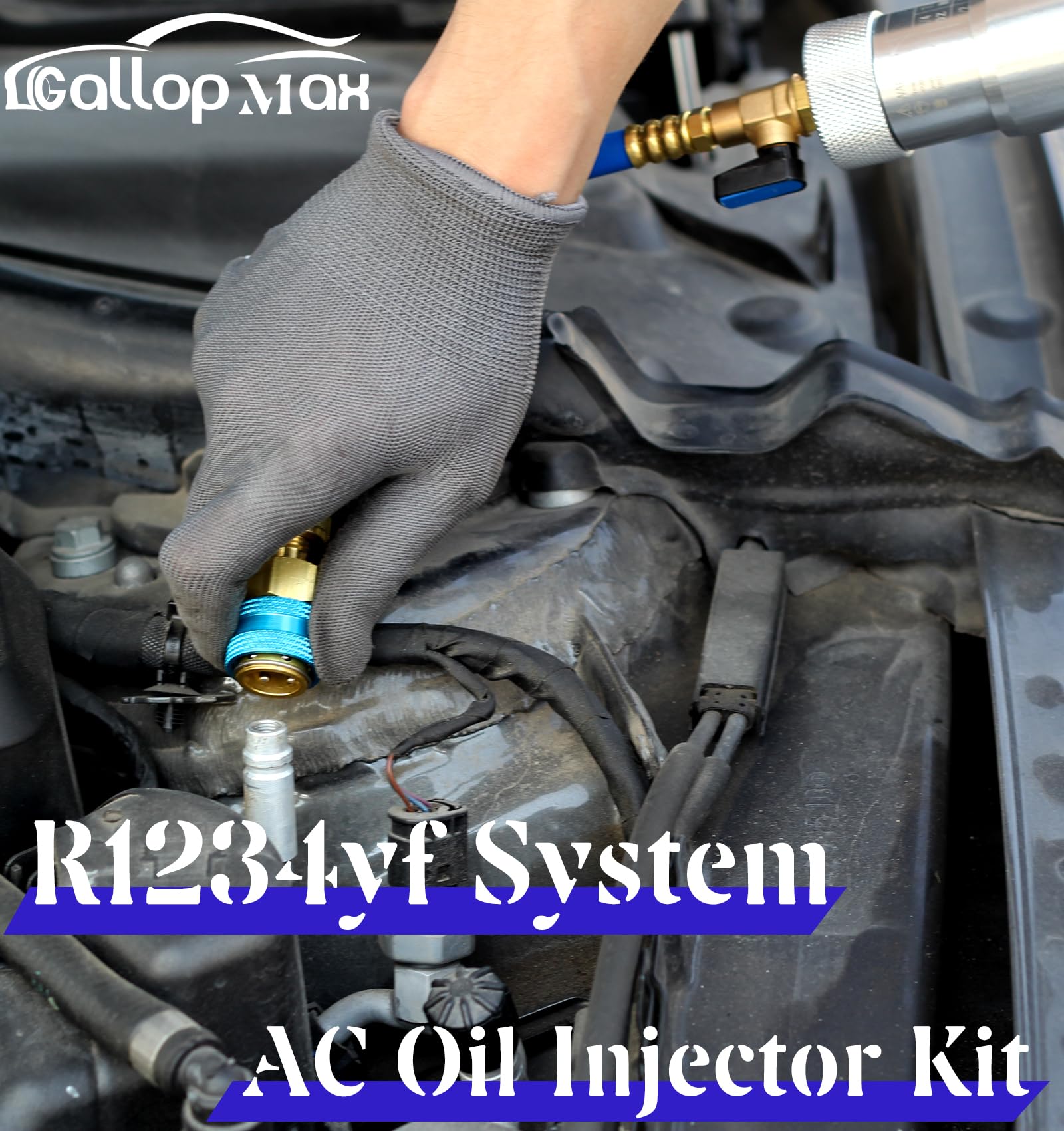 GallopMax r134a low-side quick coupler image supports leak-free servicing.