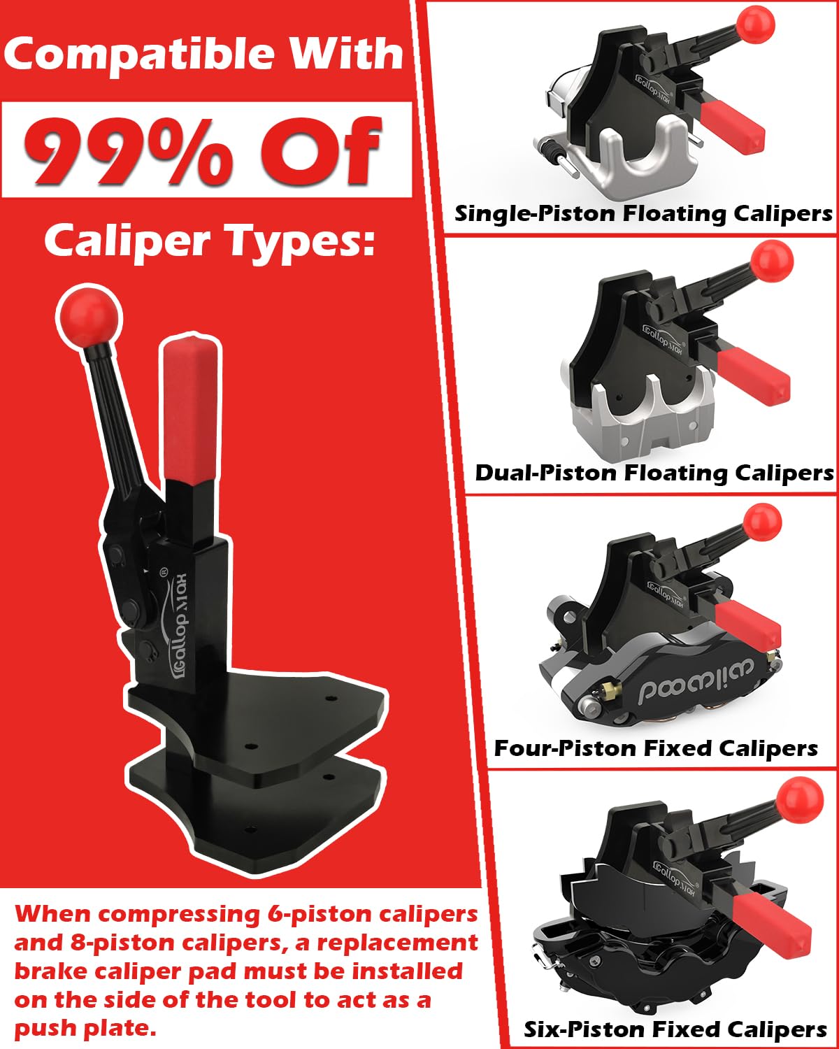GallopMax universal brake caliper press tool precise piston retraction