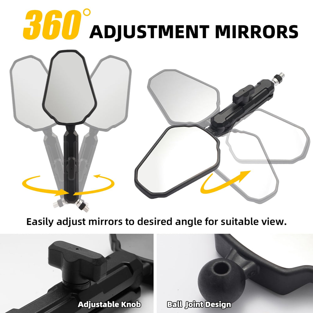 GAMAZING 360-degree adjustment enables precise rear view positioning for better rider awareness.