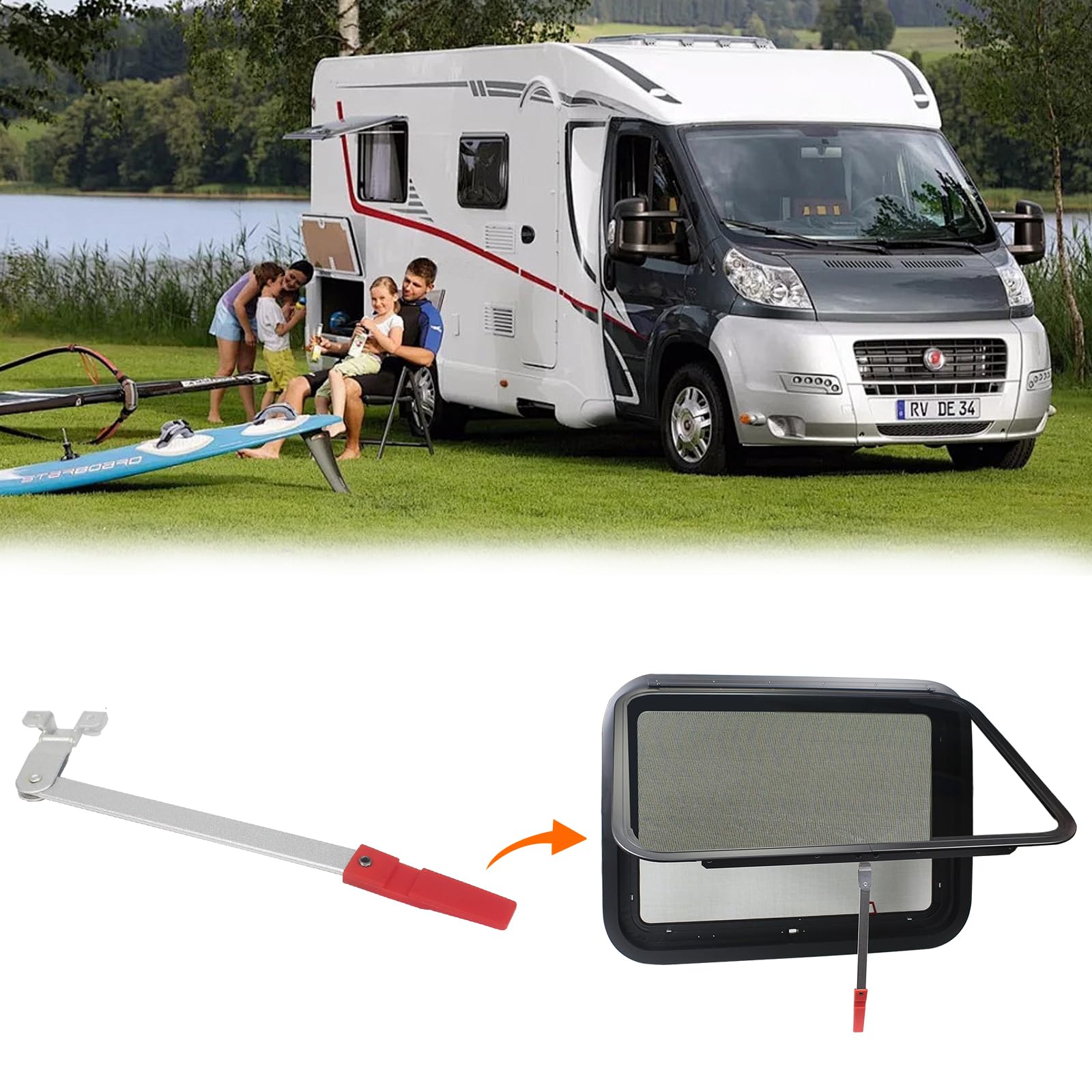 GAMPRO window use case showing stable ventilation during travel and camping.
