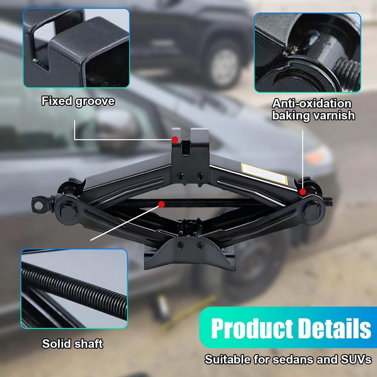 GAOLAOSY car jack lift range 4.33 to 15.5 inches enables versatile chassis compatibility.