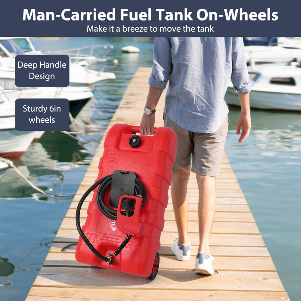 GAOMON Fuel Caddy brass shut-off valves help prevent spills during disconnection.