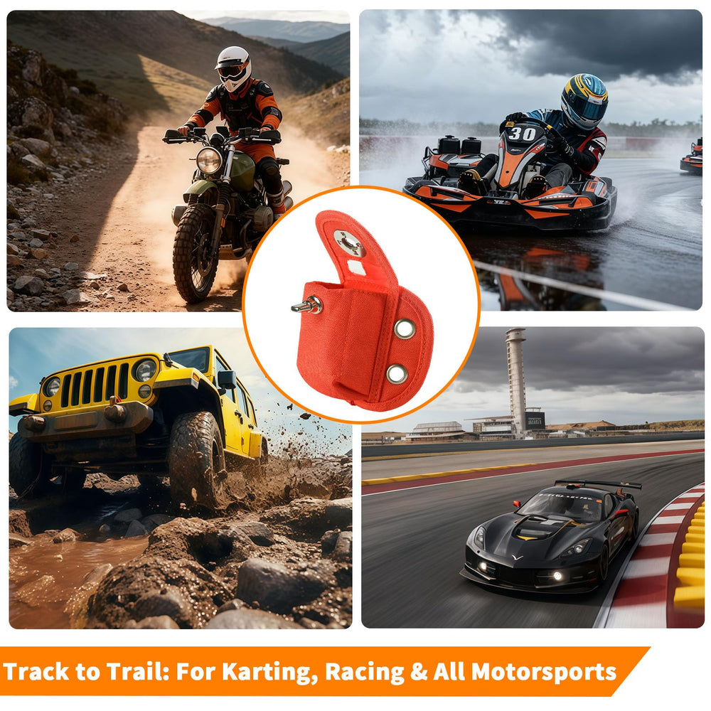 GAQUECY transponder mounting pouch on-track visibility with bright orange color