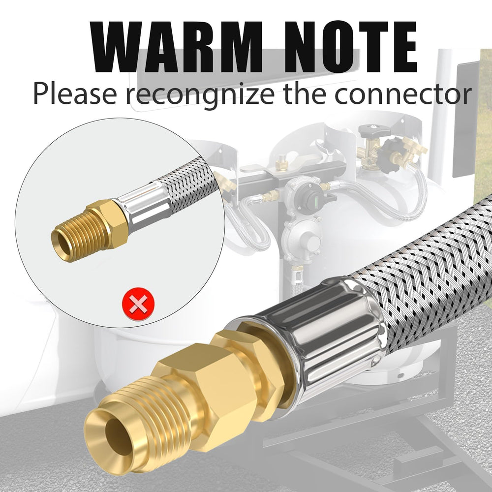 GardenNow propane hose for camper connection to 5-100 lb tanks.