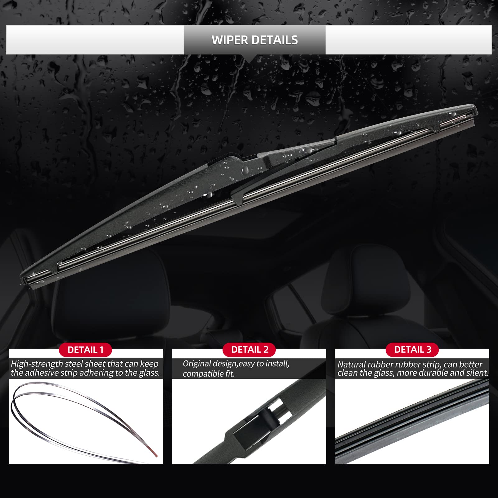 Gardimu all-weather rear wiper for Toyota Sienna delivers streak-free wipes.