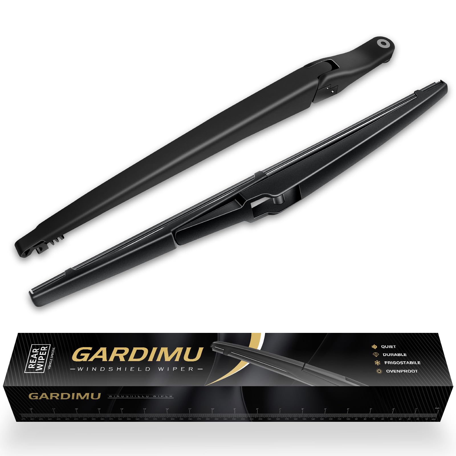 Gardimu Toyota Sienna rear wiper blade and arm set for all-weather visibility.
