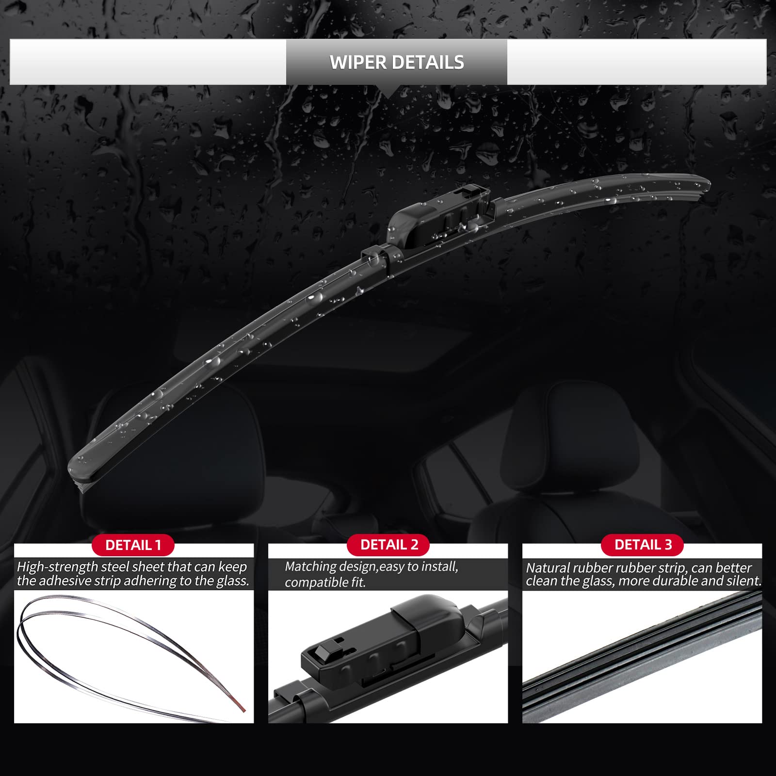 Gardimu wiper springs provide uniform blade pressure across the length.