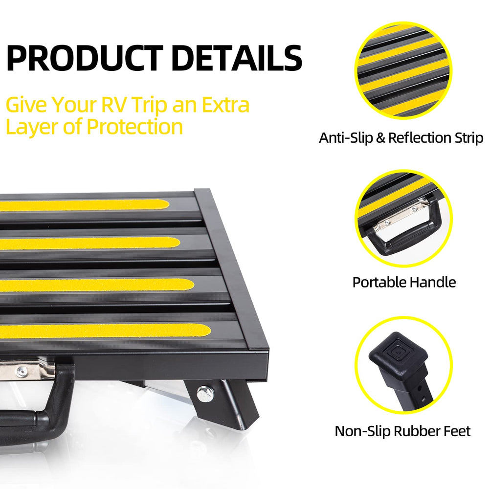 GarfatolRv Steps non-slip-feet and strips enhance grip on varied surfaces.