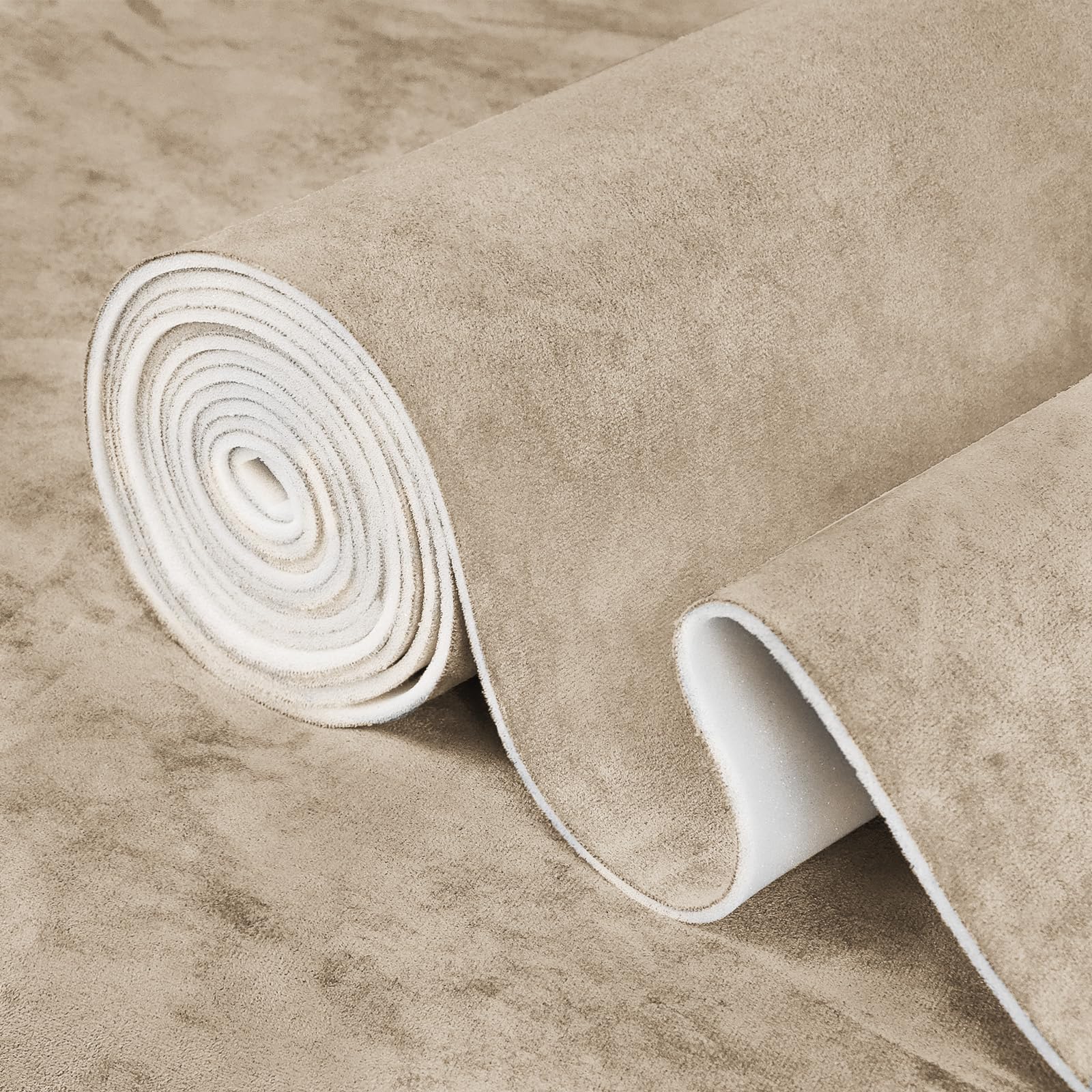 Garifon beige suede headliner close-up highlighting soft texture and premium finish.