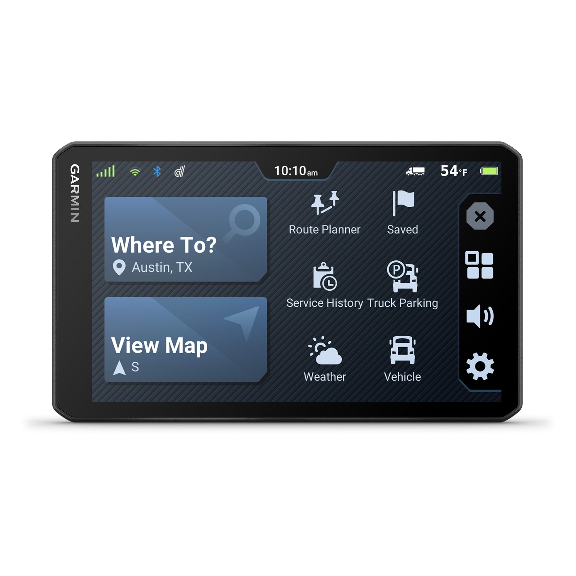 Garmin dēzl OTR720 custom truck routing guides by truck size and weight.