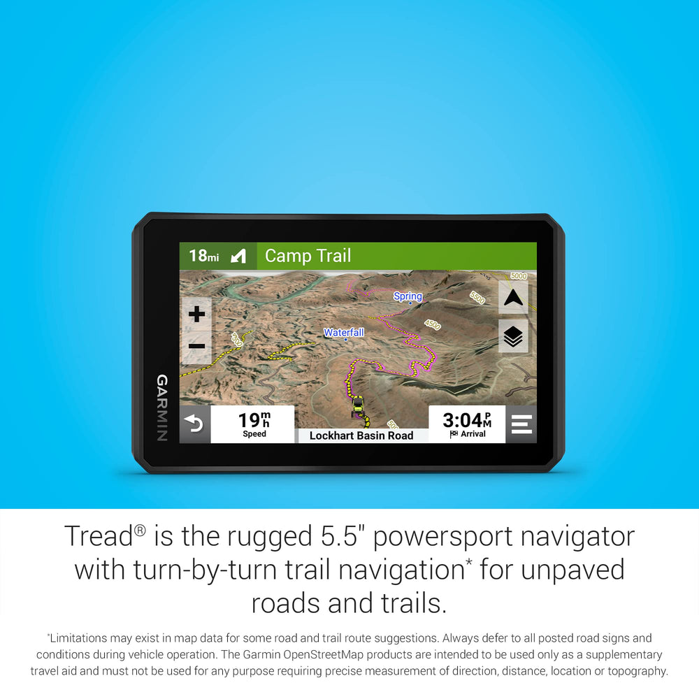 Garmin Tread USFS roads and trails data on a trail map