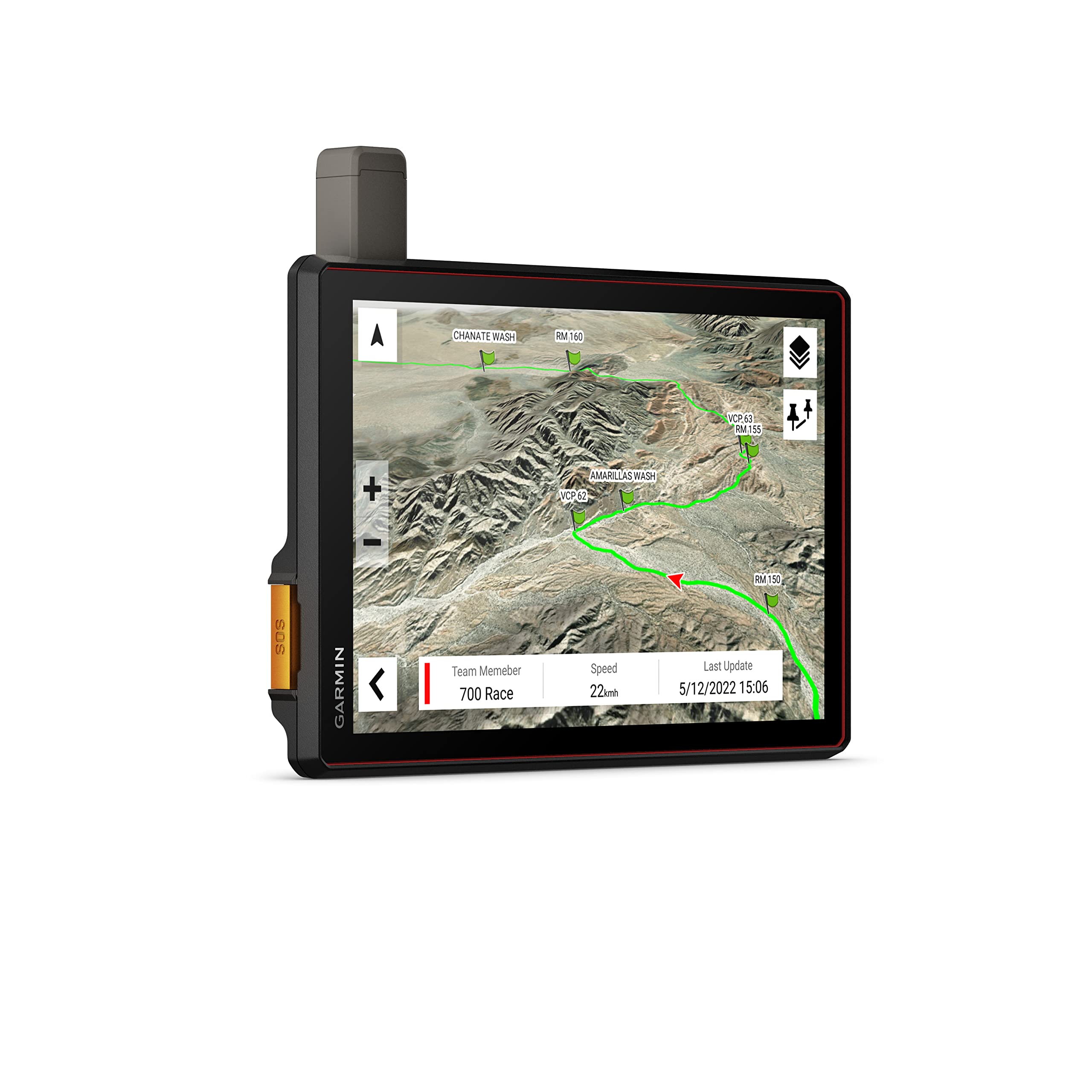 Garmin Tread XL Baja Chase Edition GPX view for course start and pits