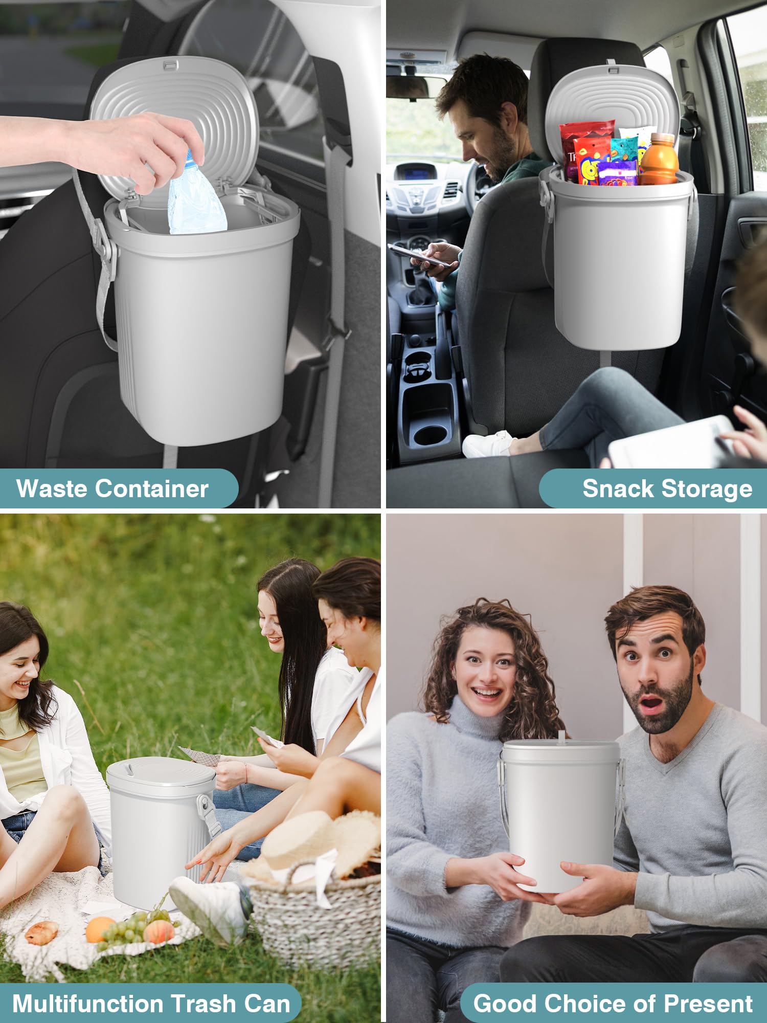 Garoopion 19-gallon car trash bin folds flat for compact storage.