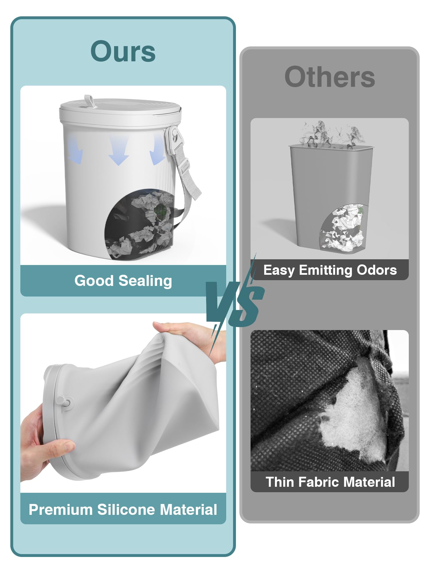 Garoopion front-back flip cover seals odors for quick access.