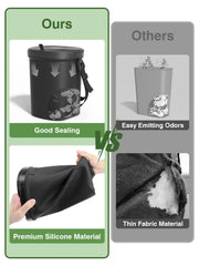 Garoopion front and back flip cover demonstrates odor containment and easy access.